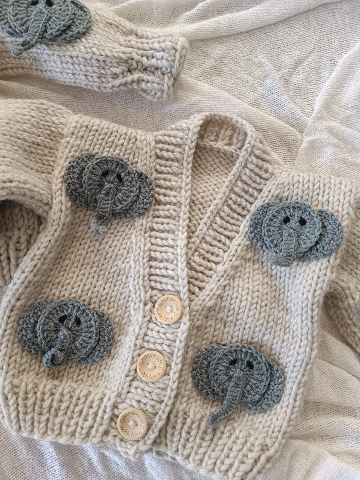 Grey Elephant Hand Knitted Cardigan IN STOCK