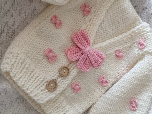 Cream Mini Bow Knitted Cardigan