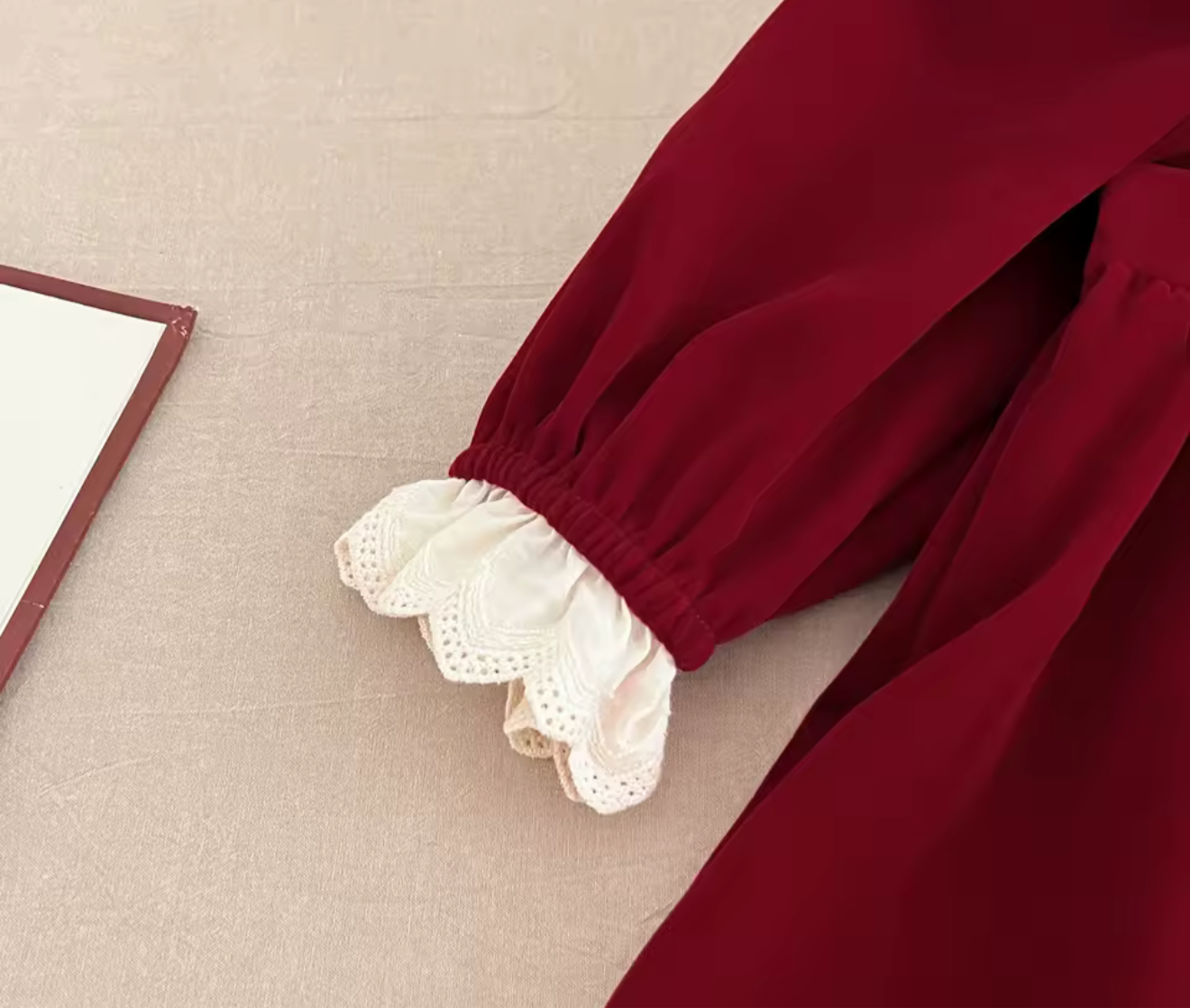 Lace Trim Velour Christmas Romper