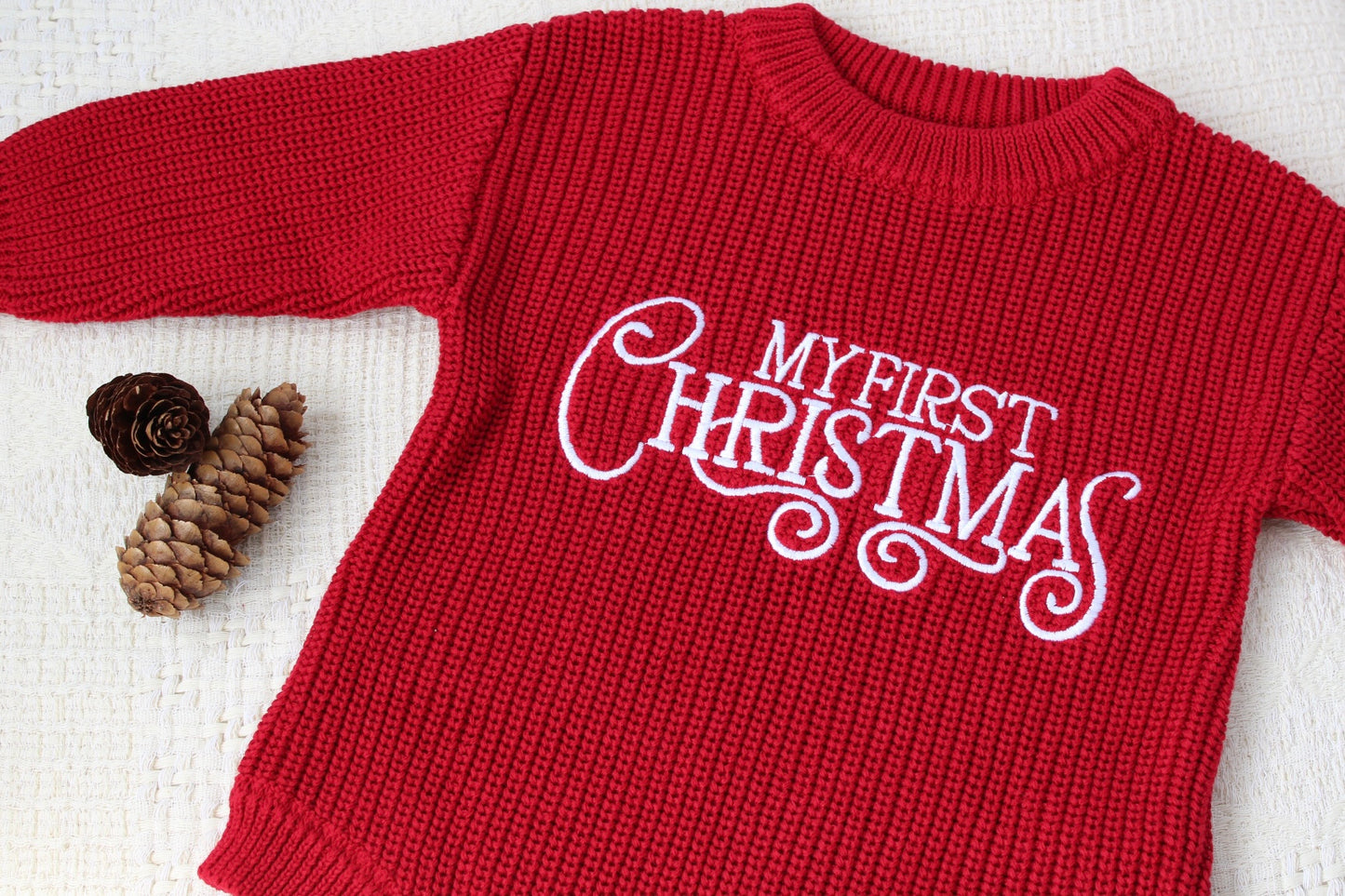 My First Christmas Knitted Romper - Red IN STOCK
