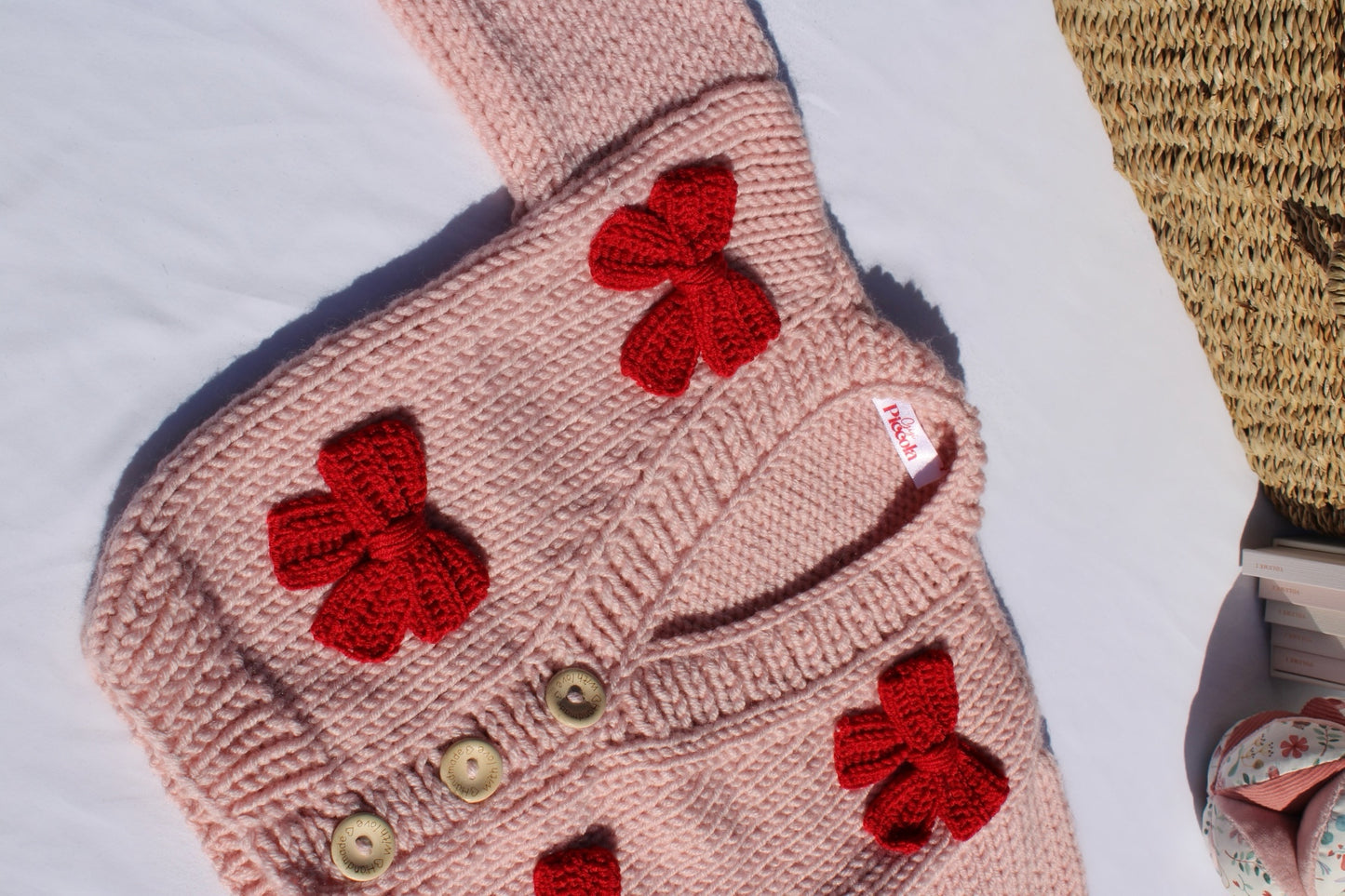 Pink bow knit cardigan PRE ORDER & PERSONALISATION