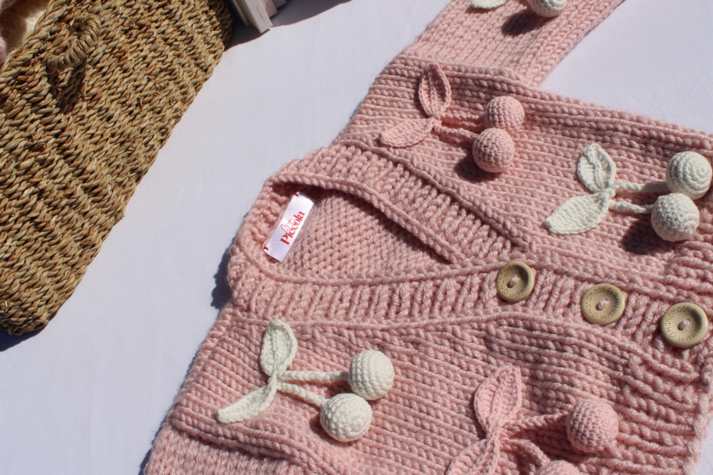 Pink cherry knit cardigan IN STOCK
