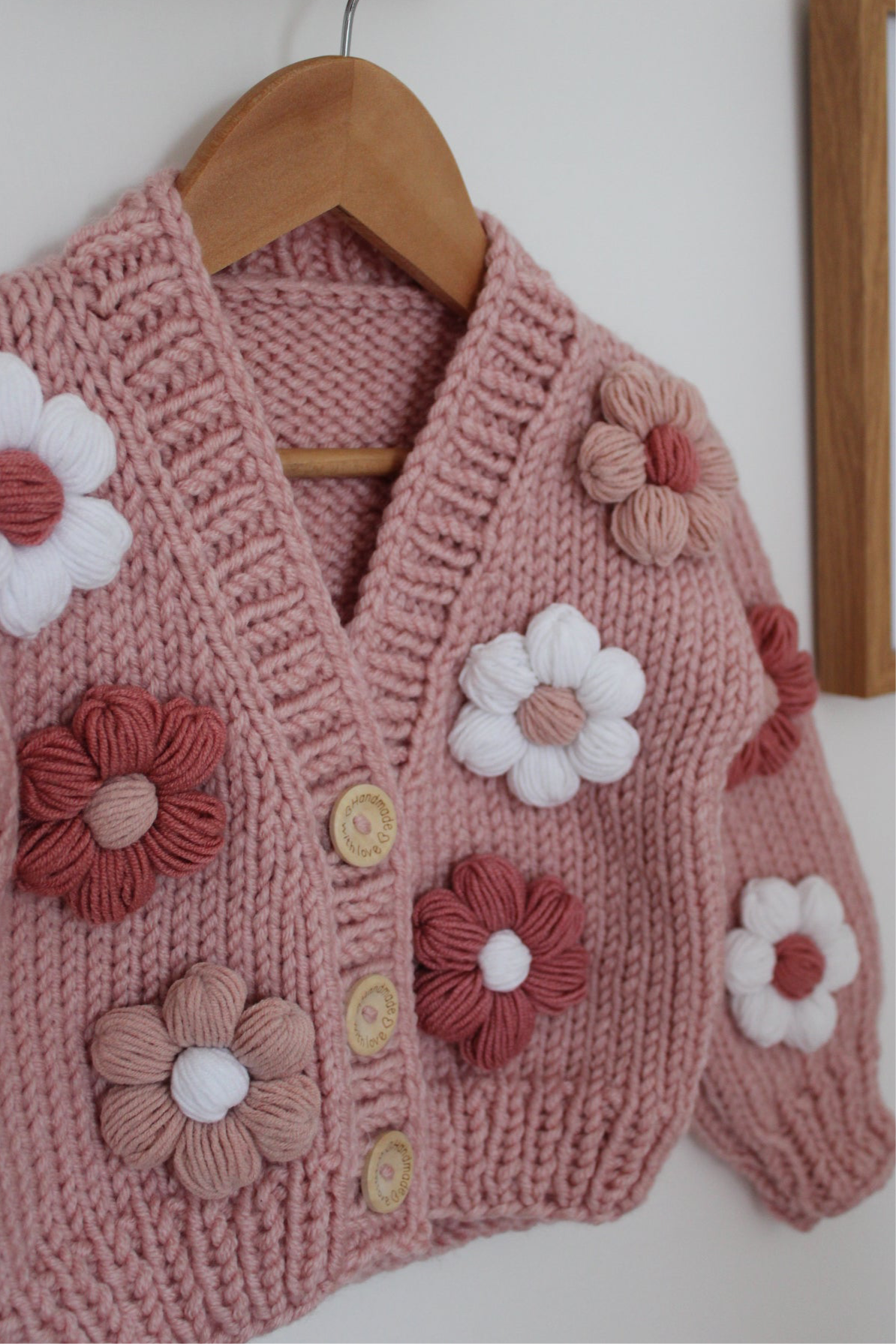 Pink flower knit cardigan PRE ORDER & PERSONALISATION