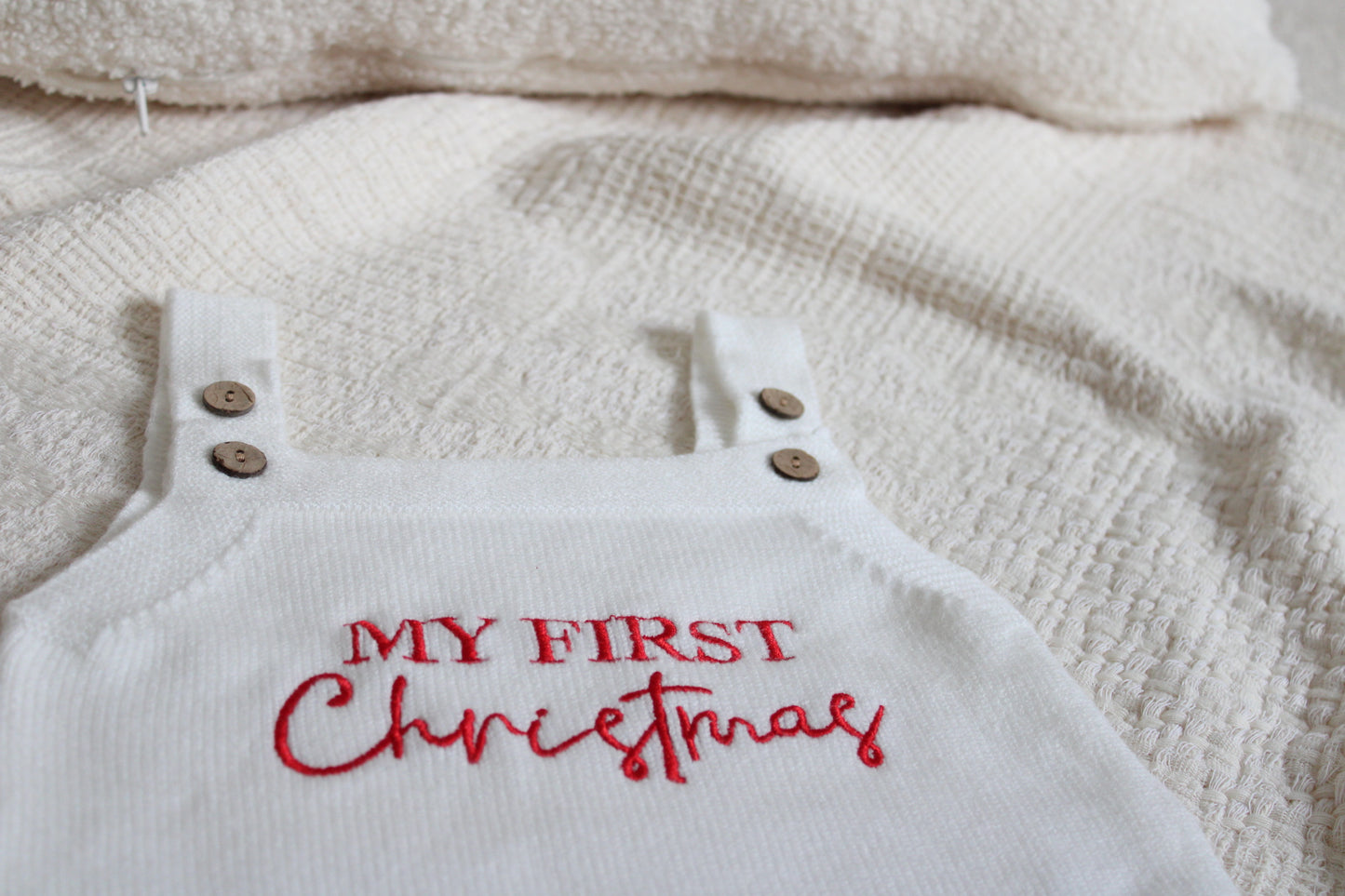 My First Christmas short sleeve Romper Red & White PRE ORDER