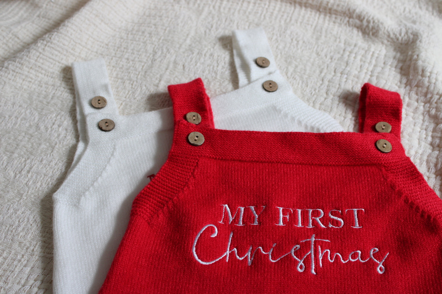 My First Christmas short sleeve Romper Red & White PRE ORDER