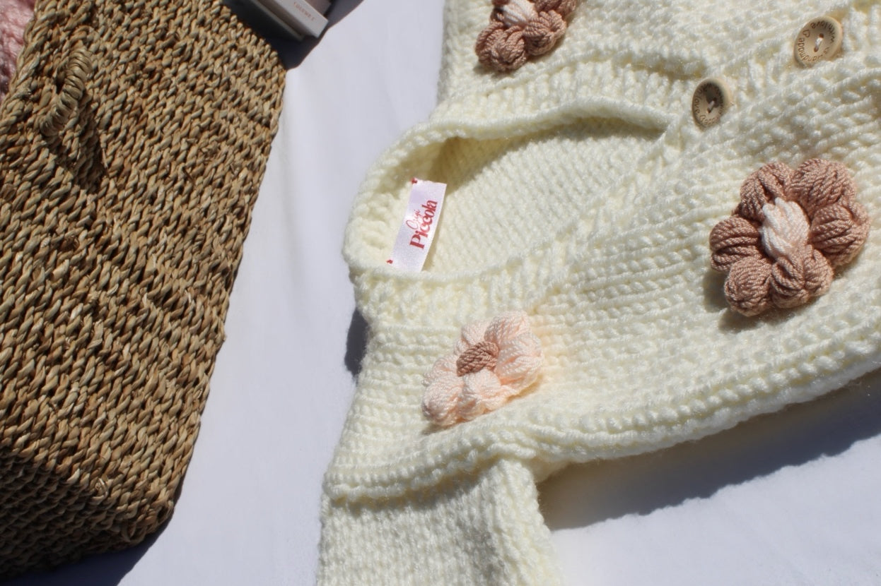 Cream flower knit cardigan PRE ORDER & PERSONALISATION