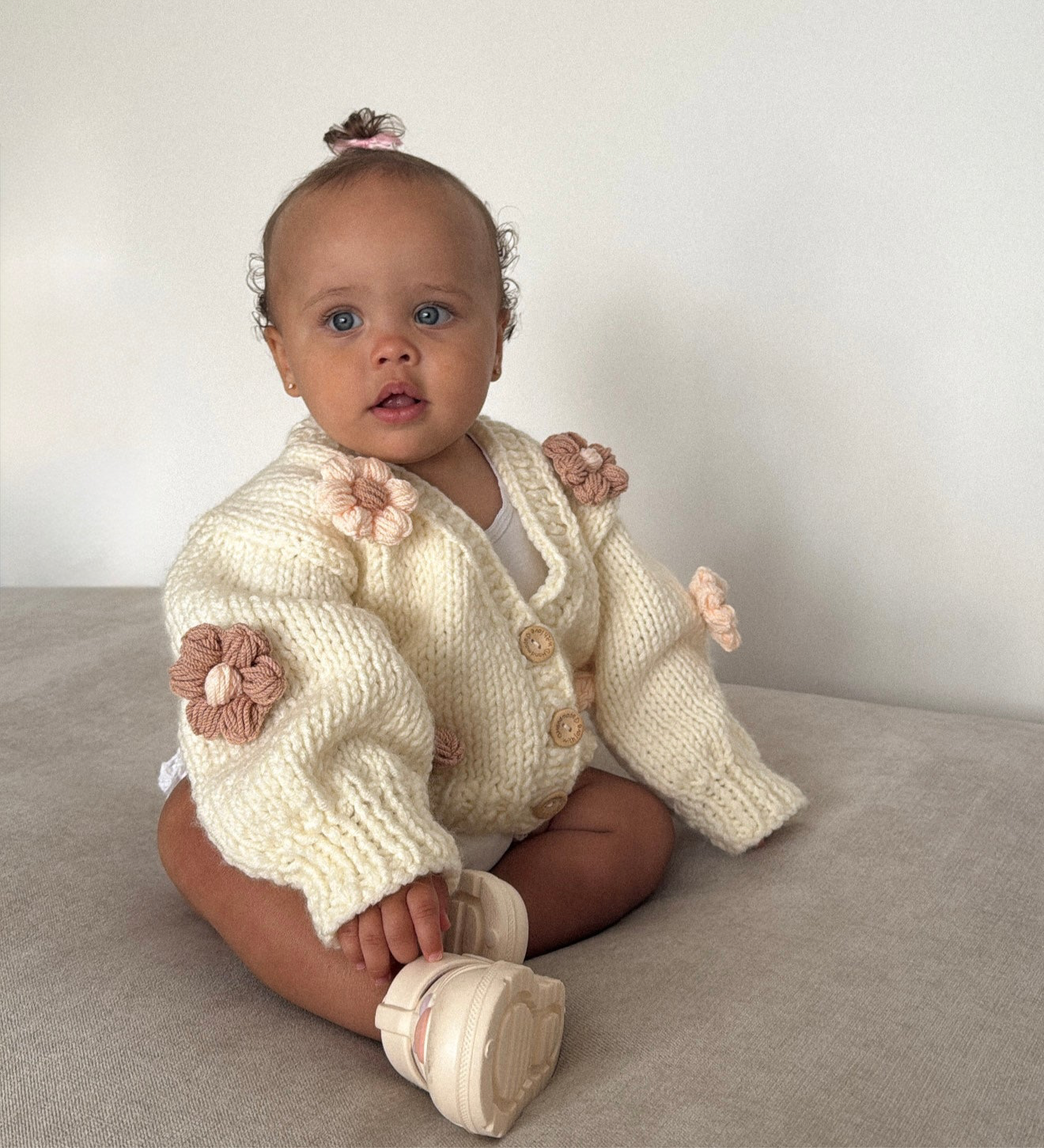 Cream flower knit cardigan PRE ORDER & PERSONALISATION