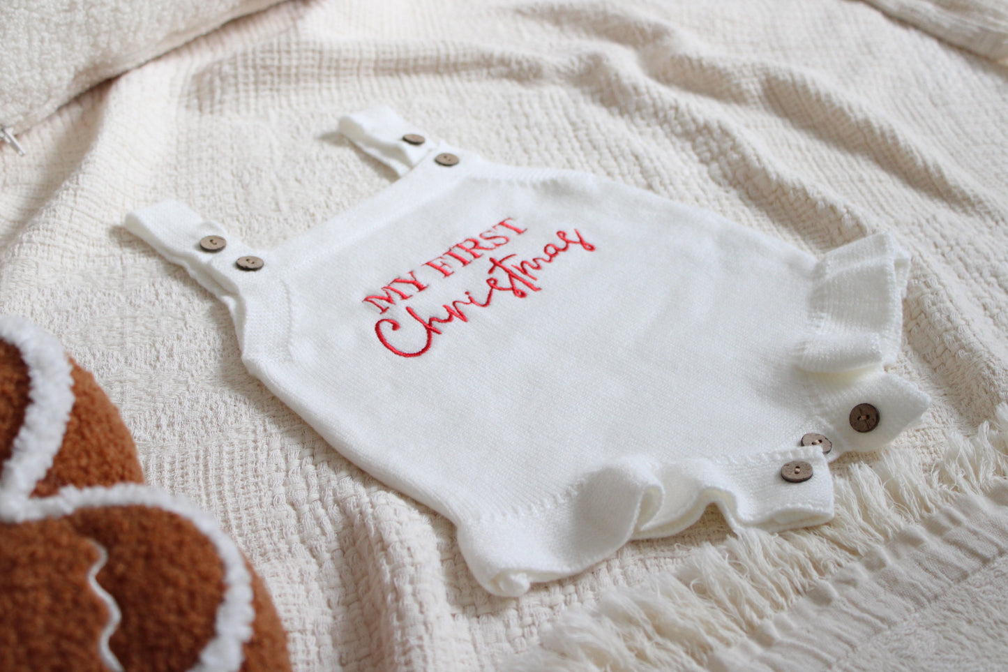 My First Christmas short sleeve Romper Red & White PRE ORDER
