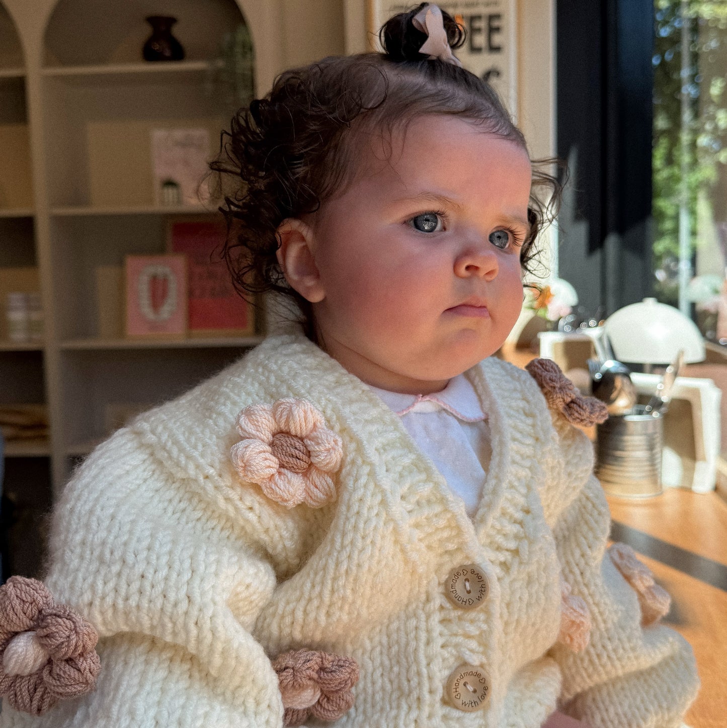 Cream flower knit cardigan PRE ORDER & PERSONALISATION