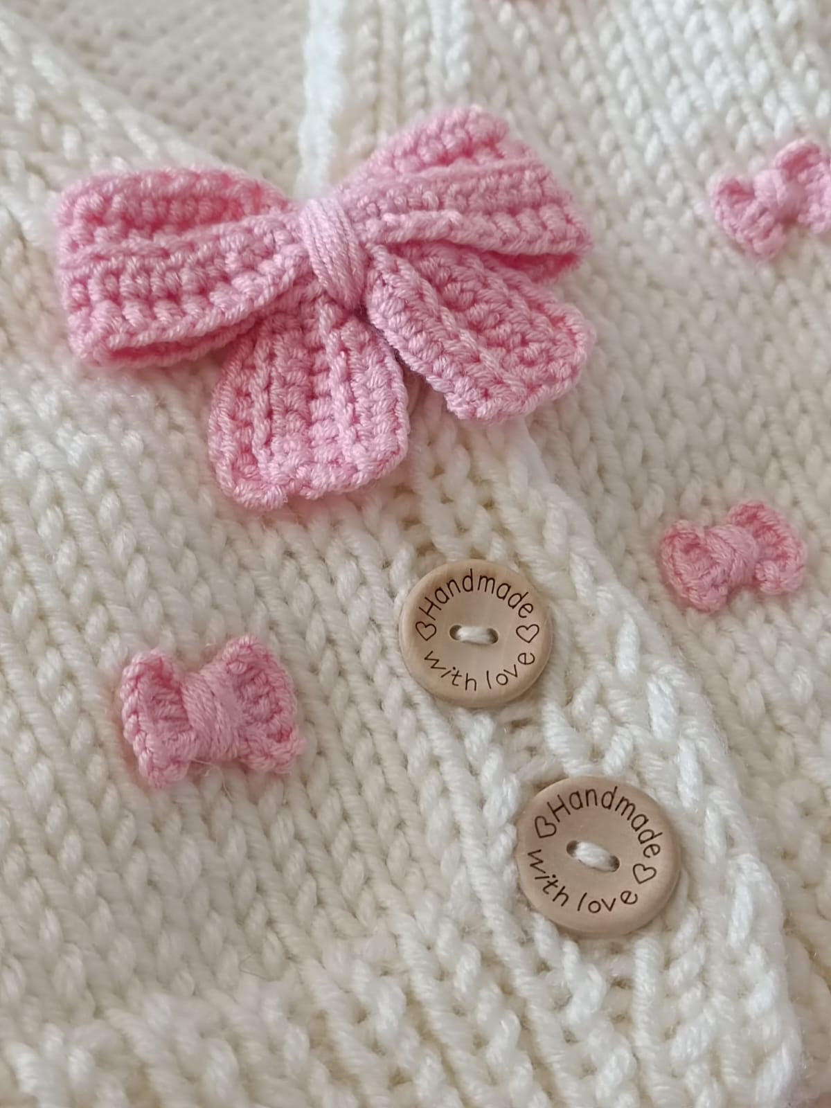 Cream Mini Bow Knitted Cardigan
