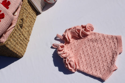 Pink knit romper PRE ORDER