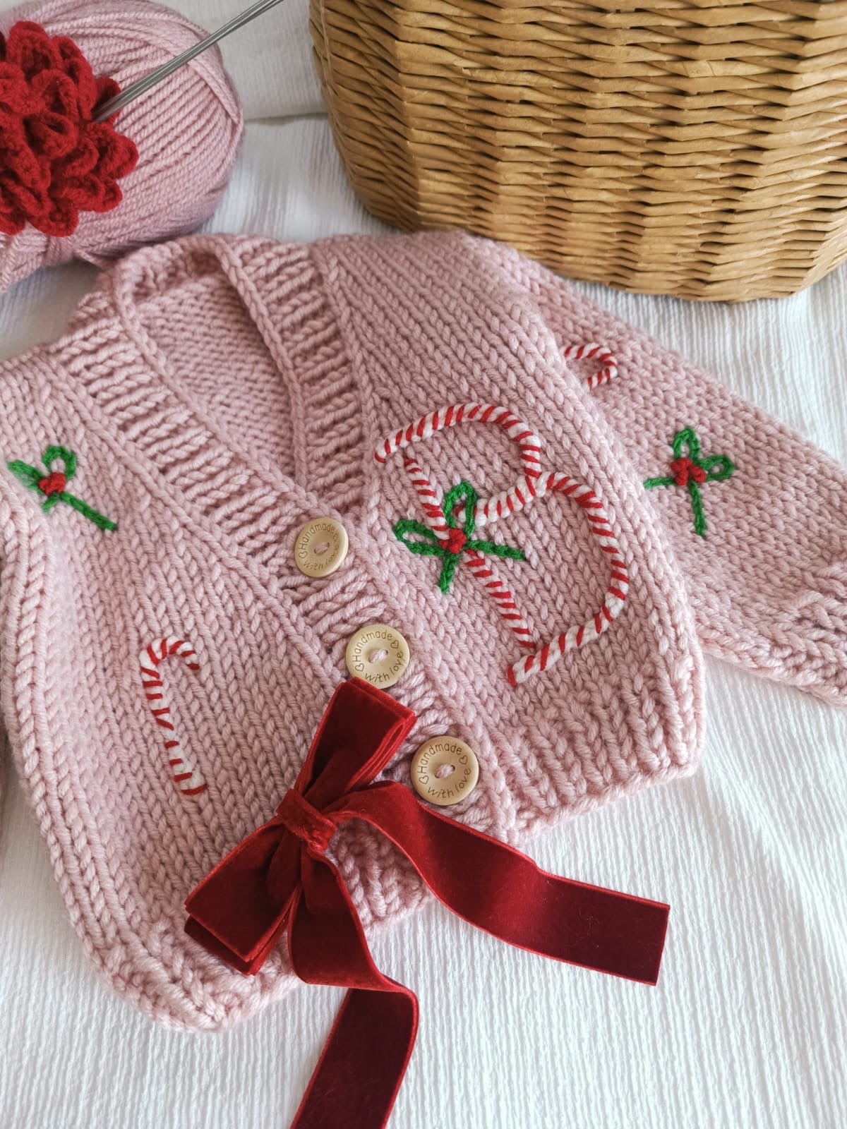 Personalised Pink Candy Cane Cardigan PRE-ORDER