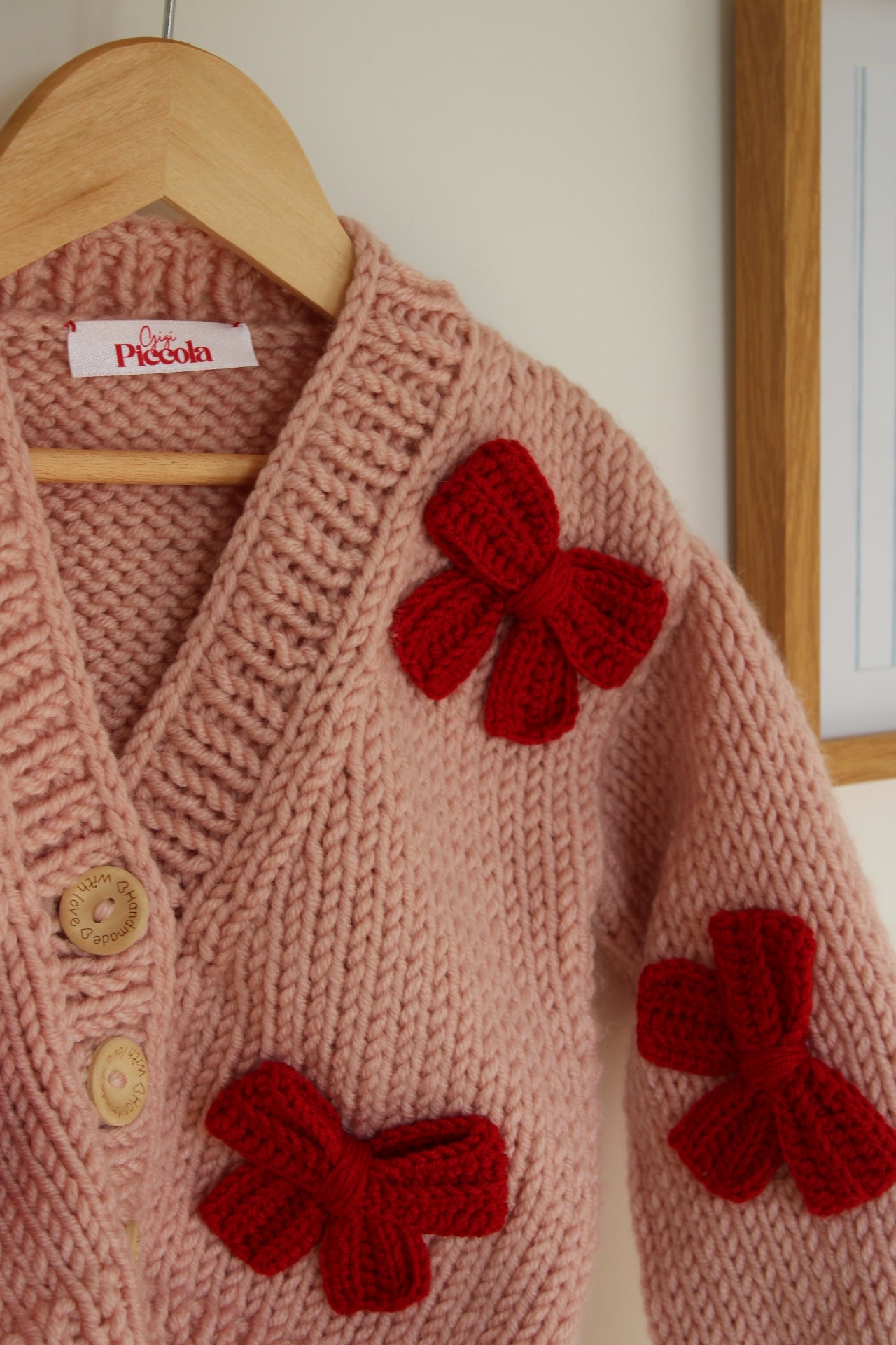 Pink bow knit cardigan PRE ORDER & PERSONALISATION
