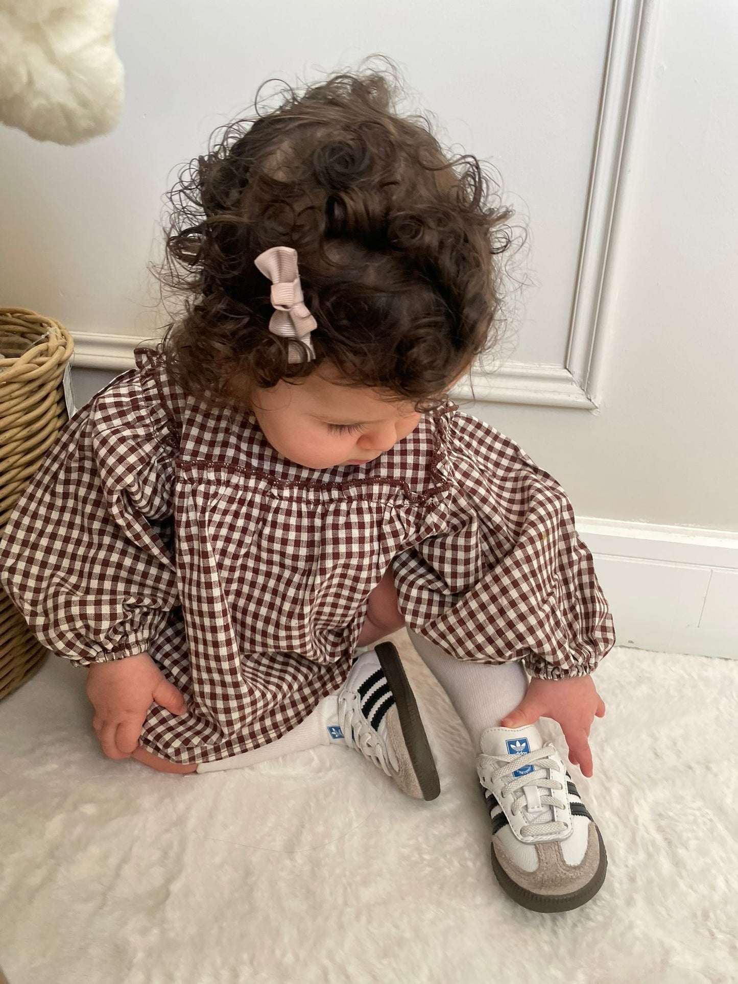 Brown Cotton Gingham Two Piece
