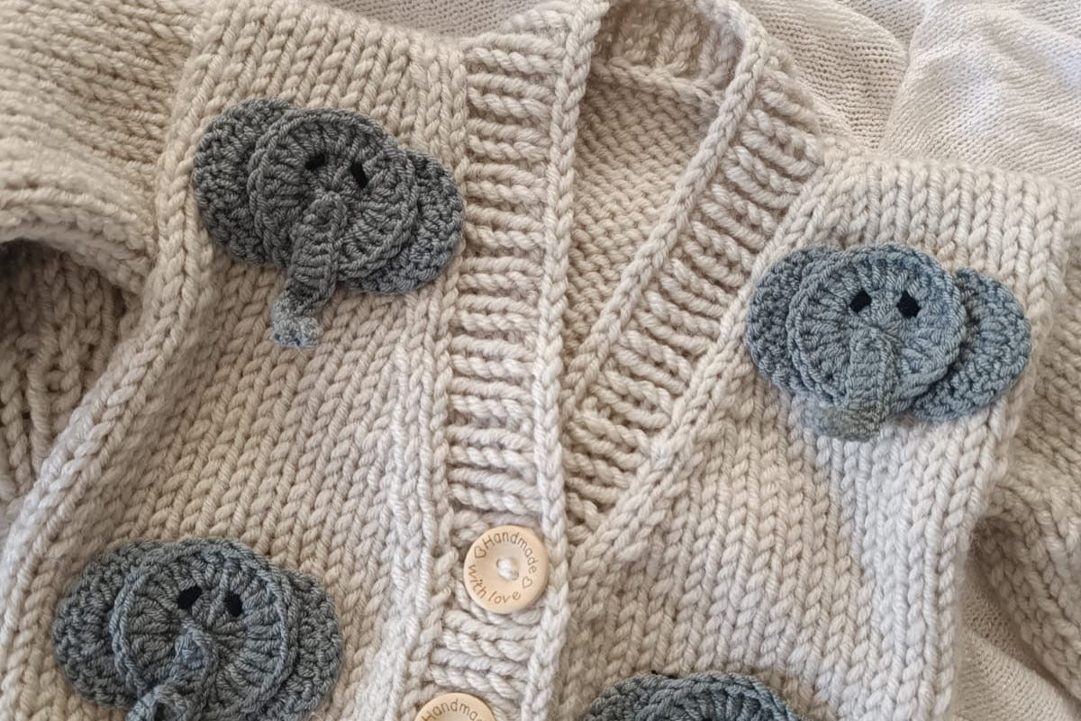 Grey Elephant Hand Knitted Cardigan IN STOCK