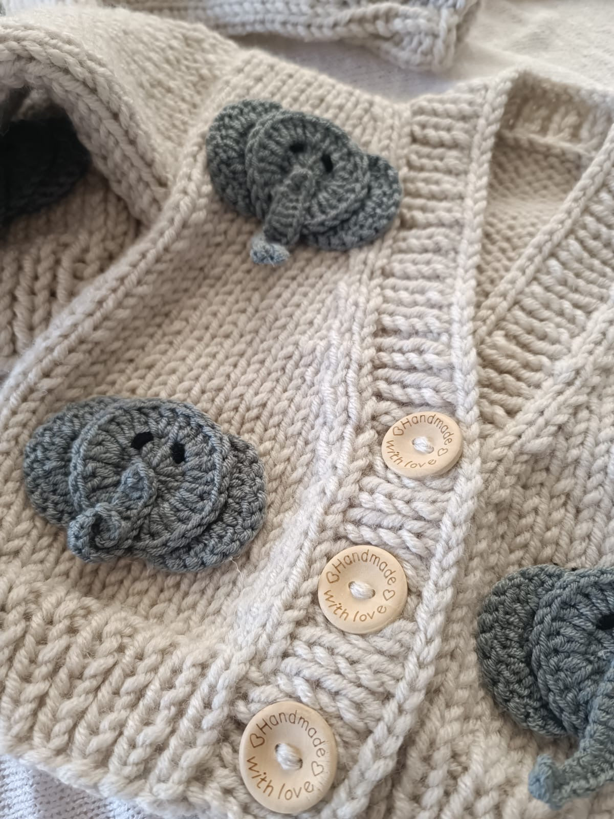 Grey Elephant Hand Knitted Cardigan IN STOCK