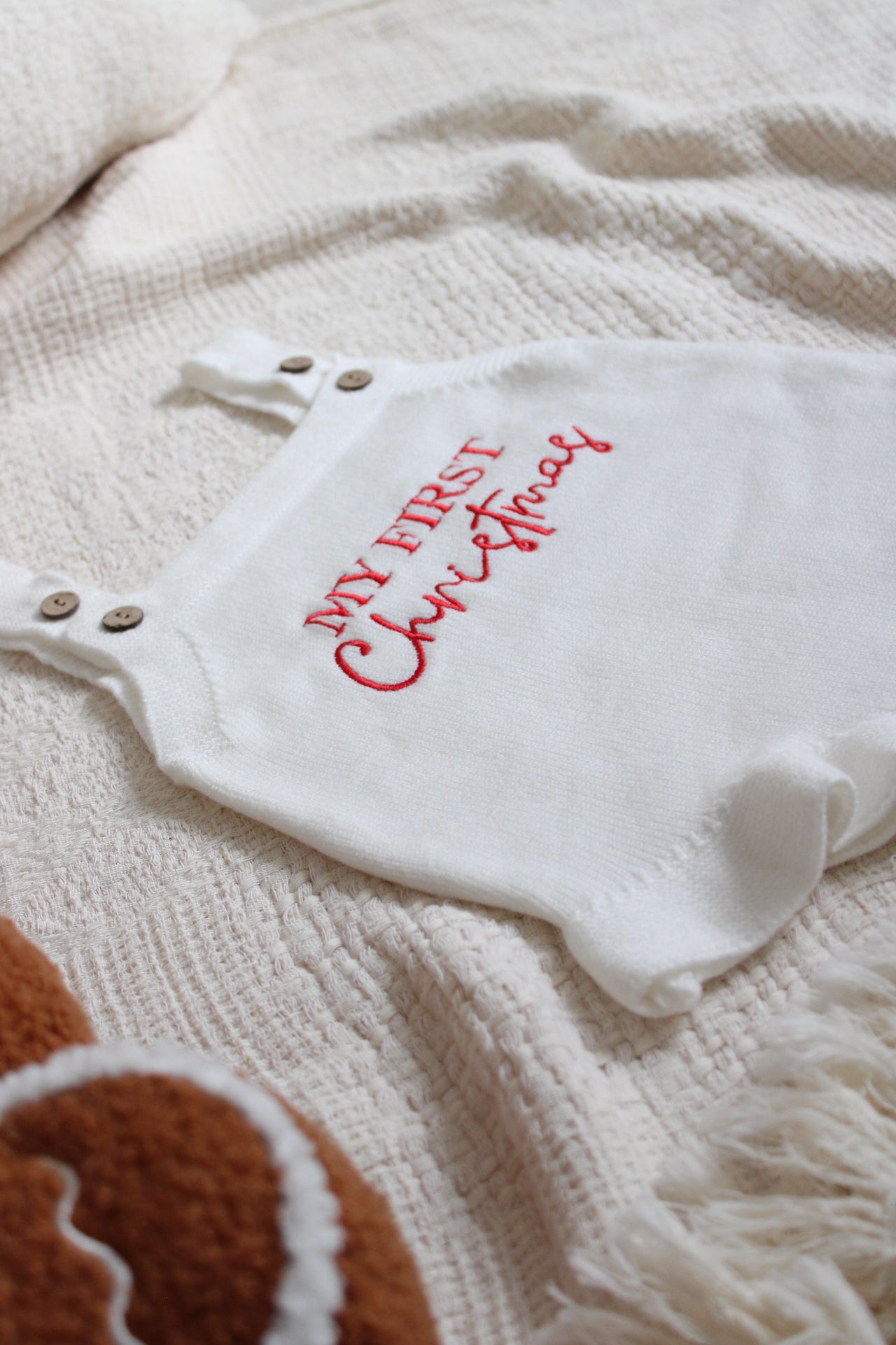My First Christmas short sleeve Romper Red & White PRE ORDER