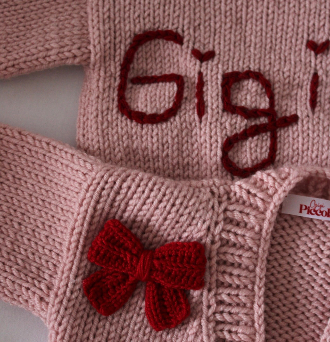 Pink bow knit cardigan PRE ORDER & PERSONALISATION