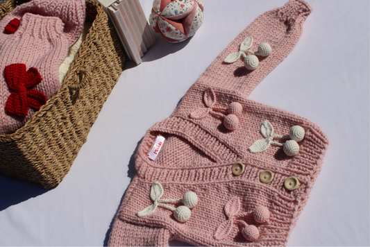 Pink cherry knit cardigan PRE ORDER & PERSONALISATION