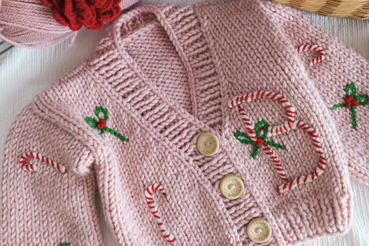 Personalised Pink Candy Cane Cardigan PRE-ORDER