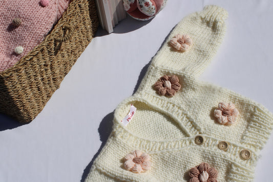 Cream flower knit cardigan PRE ORDER & PERSONALISATION